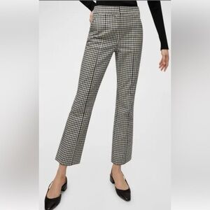 Theory Navy Blue and Ecru Gingham/Checkered Flare Stretch Dress Pants 2 EUC